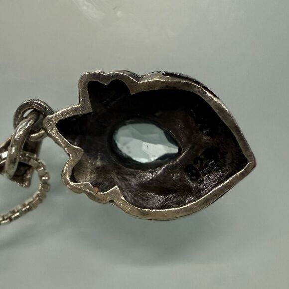 Liz Palacios Sterling SILVER and marcasite Necklace Blue stone - Picture 7 of 11